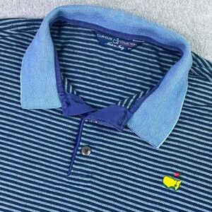 Masters Clubhouse Collection Golf Polo Shirt Men 2XL Blue Striped Made In Italy